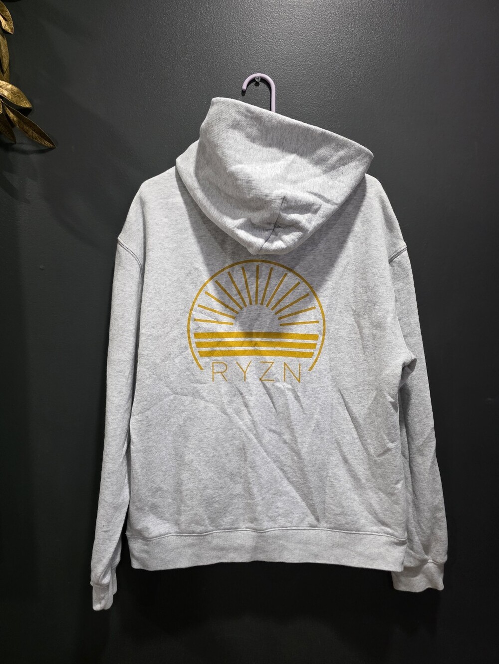 Light Gray RYZN Apparel Hoodie Unisex Sunset Logo Cotton Sz S Faith Based